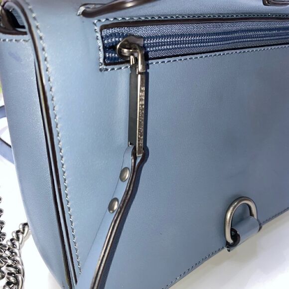 Rebecca Minkoff Leather Shoulder Bag Crossbody Slate Blue Small - Picture 6 of 9